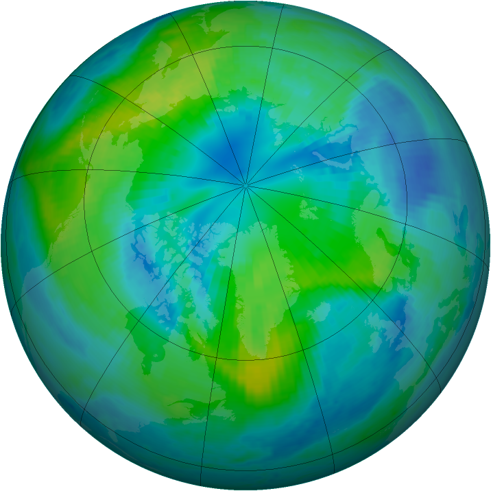 Arctic ozone map for 09 October 1999
